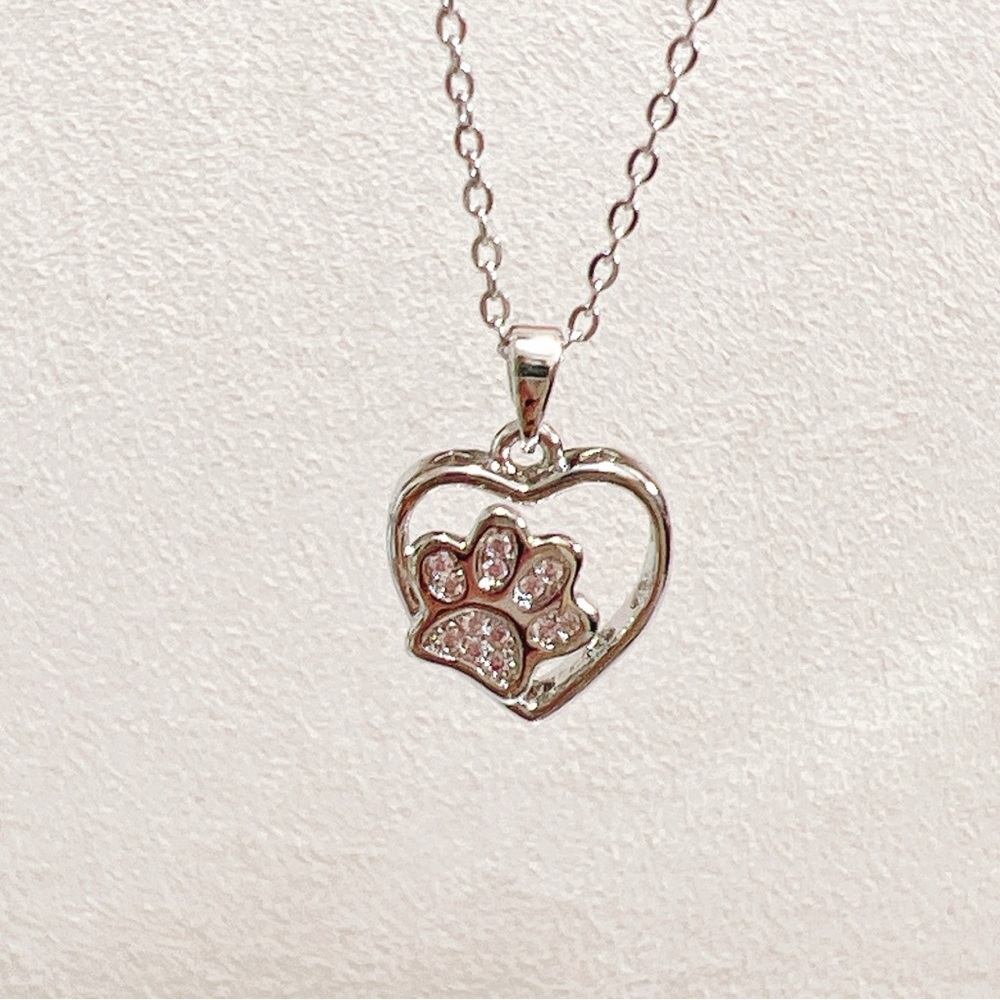 ✨ New cute paw 🐾 pink stones in the heart necklace - Picture 5 of 13